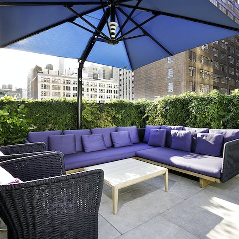 Relax on the roof deck on sunny days