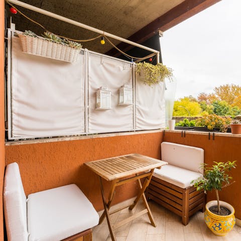 Enjoy your morning coffee on the balcony