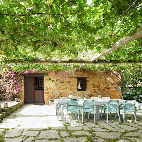 Gather on the terrace and dine amongst the scent of bougainvillaea