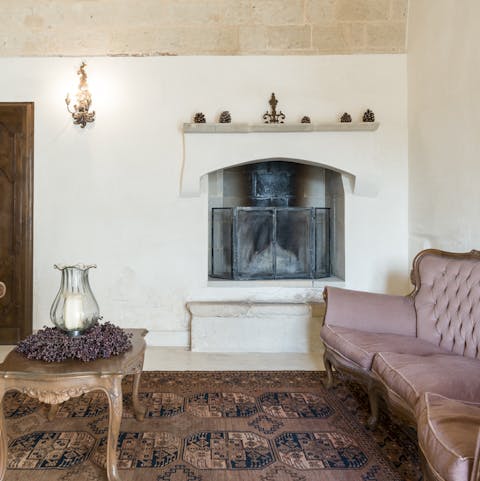 Relax by the fire on chilly evenings