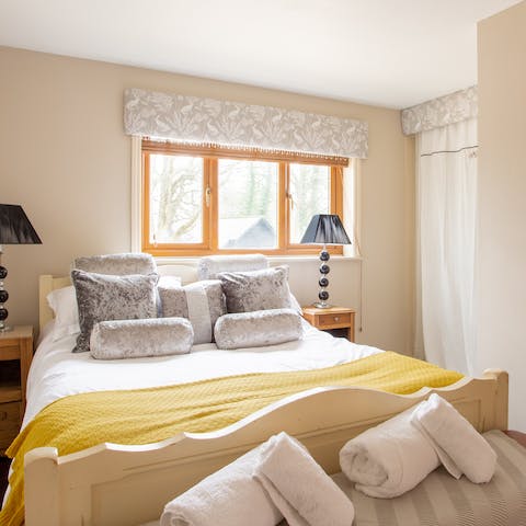 Snuggle up under the blankets on this comfy bed