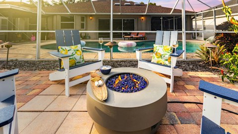 Gather around the fire pit as the Florida sun sets