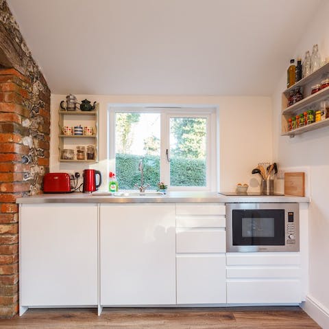 Rustle up a tasty breakfast using the homemade jam and fresh eggs left by your host