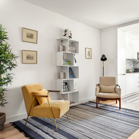 Find a wonderful space to pause, read and relax in the living room