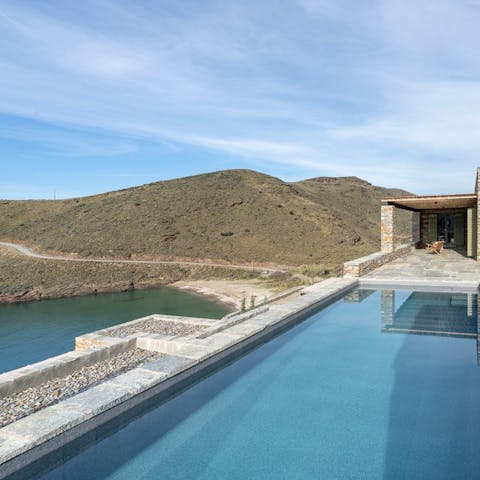 Swim in the sparkling private pool to freshen up in the Greek heat