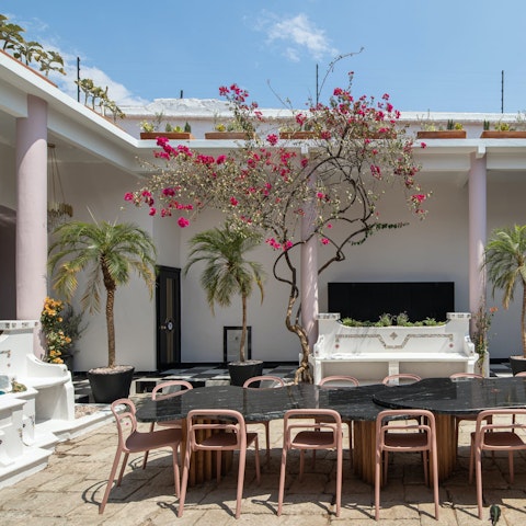 Enjoy group meals in the spacious courtyard