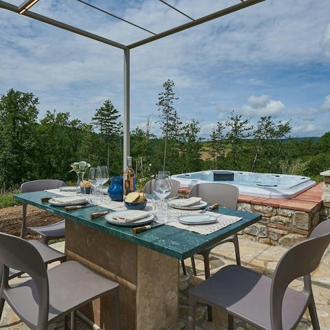 Dine alfresco as the quiet of nature surrounds you