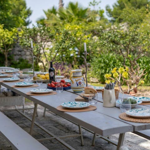 Gather for delicious Italian meals on the terrace