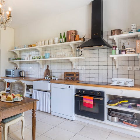 Cook up a storm in the rustic kitchen