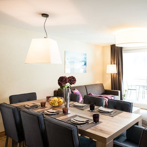 Entertain guests in the open plan living and dining area