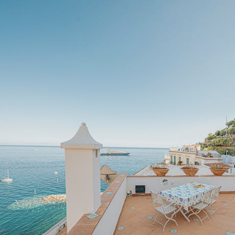 Shop for fresh seafood and dine alfresco on the terrace