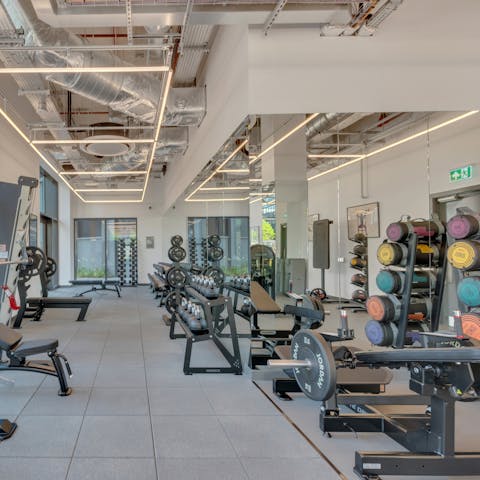 Start the day with a workout in the shared gym