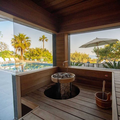 Unwind in the sauna after a dip in the private pool