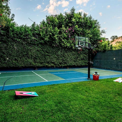 Shoot some hoops on the multi-use court