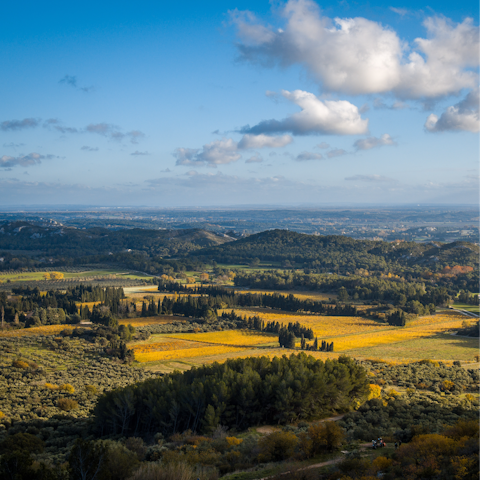 Wander the medieval lanes of Les Baux-de-Provence, just ten minutes away