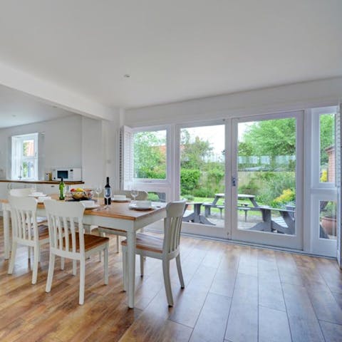 Share family favourites in the light-filled dining room