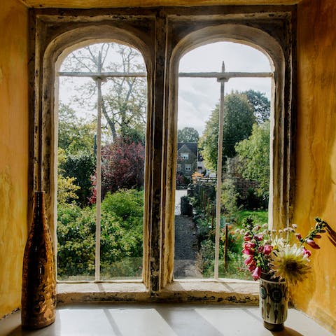 Enjoy views over the pretty gardens