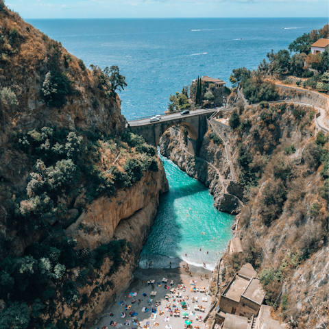Stay in the village of Furore, perched high on the cliffs above a fjord