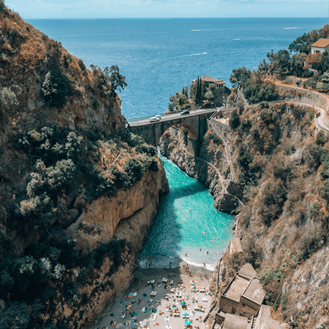 Stay in the village of Furore, perched high on the cliffs above a fjord