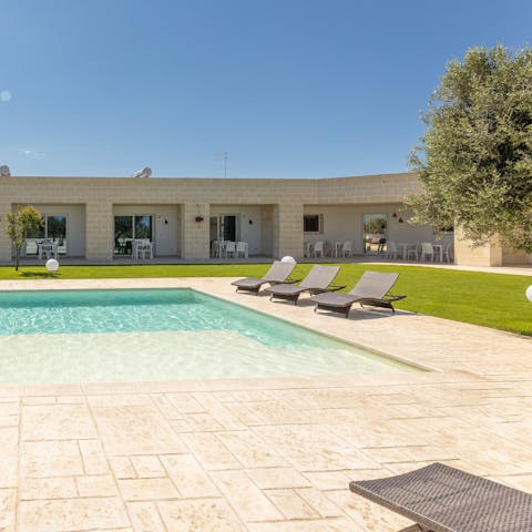 Take a dip in the shared swimming pool