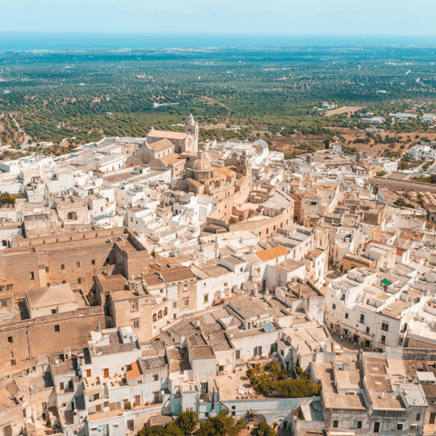 Discover the gorgeous city of Ostuni, thirty minutes away
