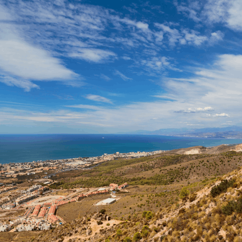 Walk down to the beautiful beaches and promenades of Fuengirola and Benalmadena