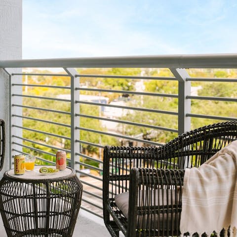 Enjoy a coffee and a snack on the private balcony
