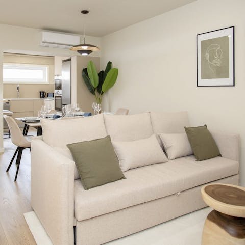 Make yourself at home and snuggle up for an evening of movies on the comfy sofa