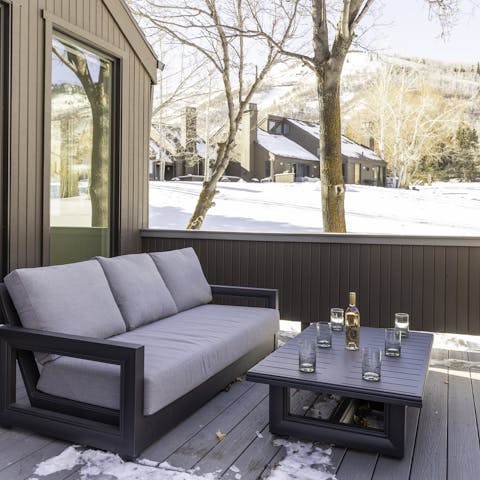 Take in the majestic mountain vistas from the private terrace