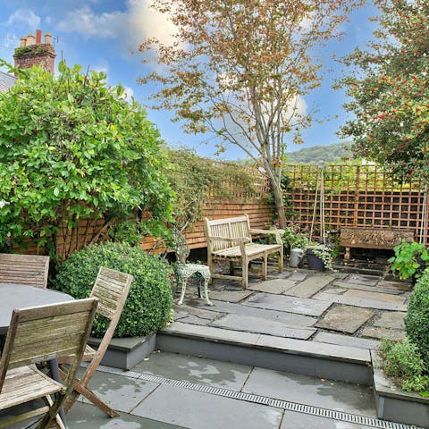 Enjoy the sun in your own private paved garden
