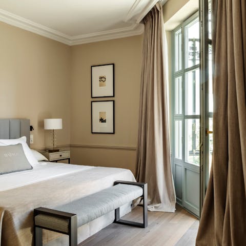 Wake up beneath high ceilings in an Art Nouveau jewel of the city, built in 1907