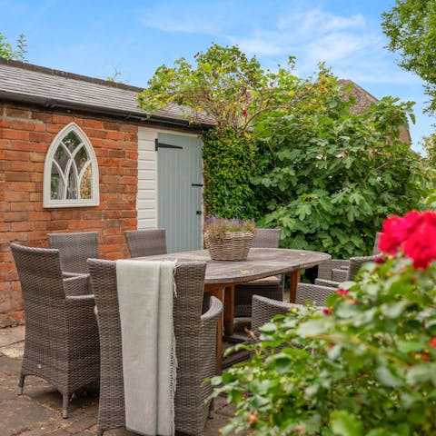 Drink or dine alfresco in the garden