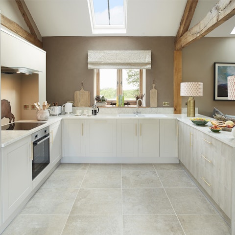 Come home to meals made in the elegant kitchen