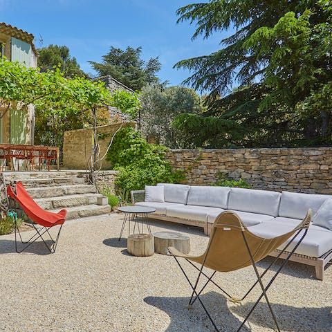 Sip local Dordogne wine at the terrace lounge area