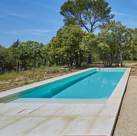 Swim lengths after a morning exploring the Dordogne countryside