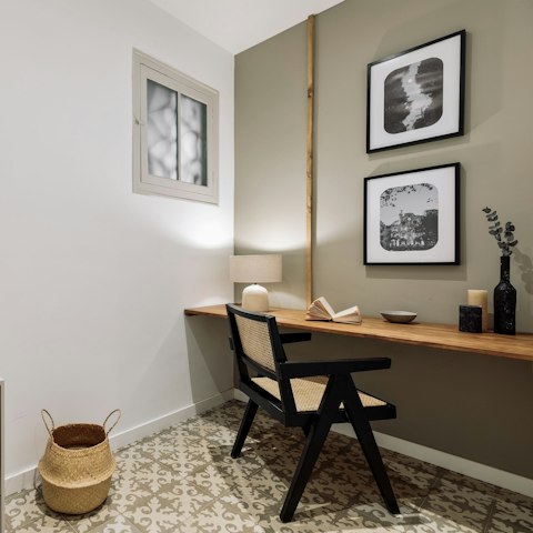 Work from home at the desk in the study