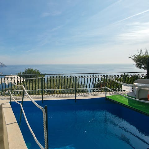 Cool off from the Amalfi Coast sun in the private pool