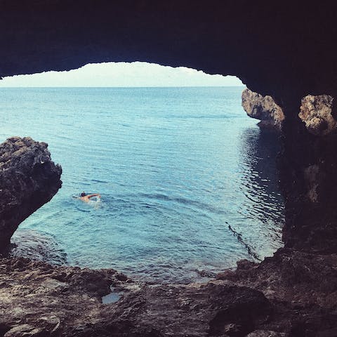 Explore nooks, crannies, and coves or Protaras, only minutes away
