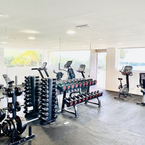 Maintain your daily fitness routine with a workout in the fully-equipped gym