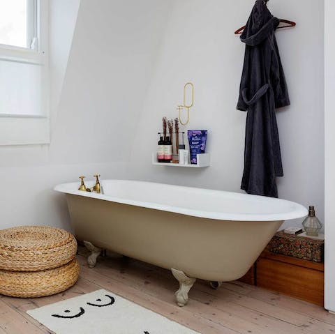 Relax and unwind with a warming bubble bath