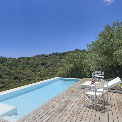 Dip into the infinity pool overlooking the Baleariac sea