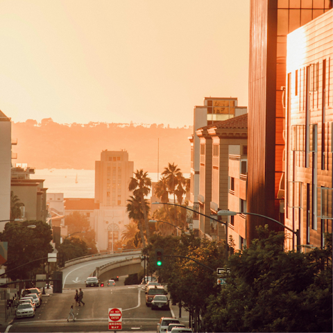 Drive fifteen minutes to Downtown San Diego