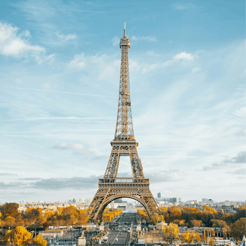Take a twelve-minute walk to the iconic Eiffel Tower