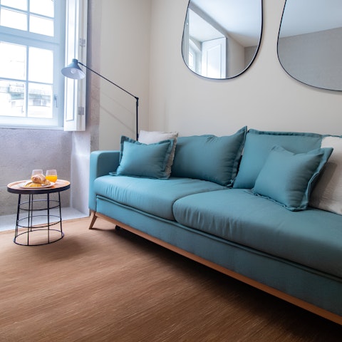 Relax on the sofa, bathed in natural daylight