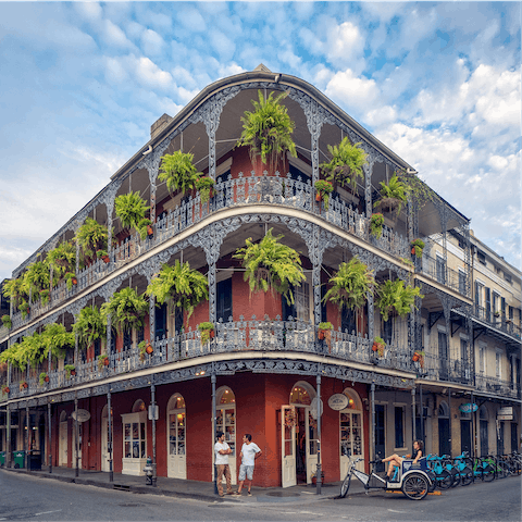 Explore the French quarter – twenty-seven minutes away by streetcar