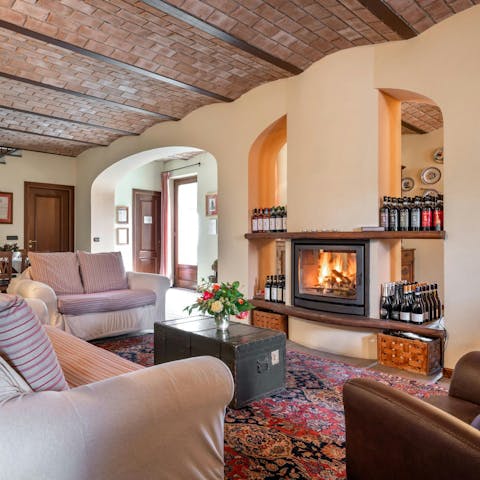 Spend cosy evenings around the fireplace
