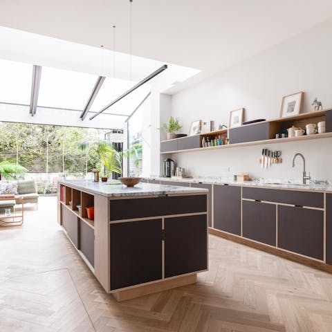 Whip up a delicious family dinner in the light-filled kitchen