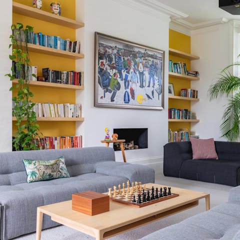 Gather in the second sitting room for board games and movie nights
