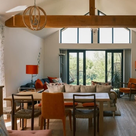 Tuck into hearty meals around the dining table