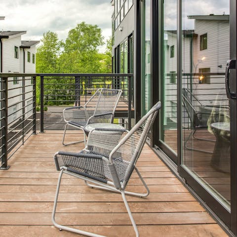 Take your morning coffee onto the little balcony